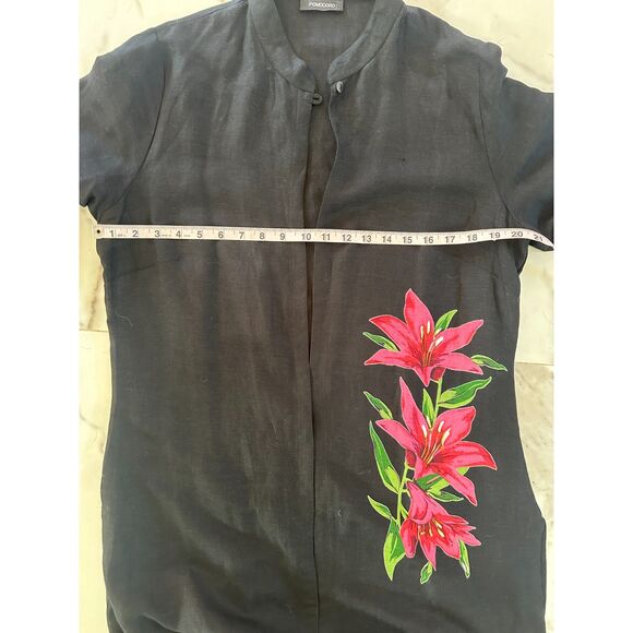 Pomodero black linen/viscose summer jacket.  Black.  US size 10 - Picture 5 of 12